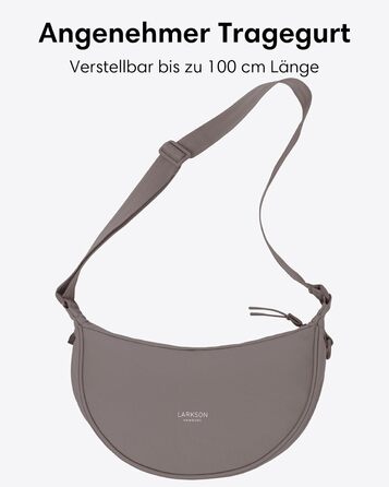 Сумка через плече LARKSON Solveig Medium бежева (Taupe) - Містка напівмісяць, водонепроникна, 6.5 л