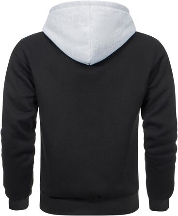 Чоловічий худі з капюшоном, довгим рукавом, вітровка, блоковий колір, чорний (XL)