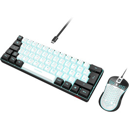 RedThunder Бездротовий комплект клавіатури та миші для геймінгу, QWERTZ DE, для PC, MAC, PS5, Xbox, офісу, білий/чорний