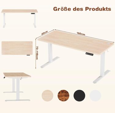 Devoko Electric Standing Desk with Memory - 160x60cm Beige