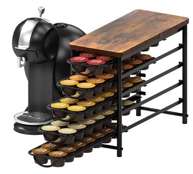 Тримач для капсул кави Dolce Gusto, 5-ярусний металевий ящик для капсул з тихими направляючими та антиковзними ніжками (на 72 капсули)