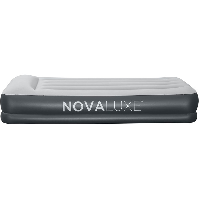 Надувний матрац Novaluxe з вбудованим електронасосом та подушкою, сірий 191x97x38 см