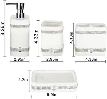 Набір аксесуарів для ванної кімнати CAA's з кераміки, 4 шт. (білий з цирконієм)