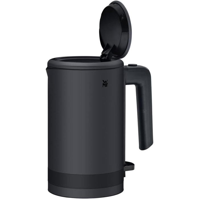 WMF Kitchenminis Mini Travel Kettle Stainless Steel 0.8l, Electric Kettle with Scale Filter, 1800 W, Small Teakettle, Stainless Steel, Black Deep Black