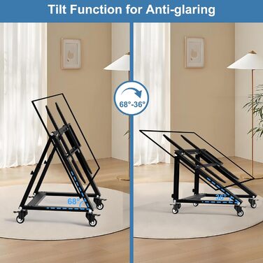 Мобільна підставка для телевізора з колесами, регульована по висоті, VESA 900x600, до 65 дюймів