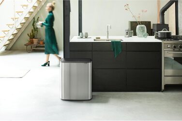 Відро для сміття Brabantia біле, 60 літрів, нержавіюча сталь з покриттям проти відбитків пальців