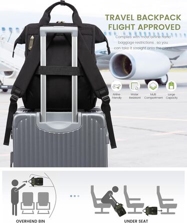 LOVEVOOK Рюкзак для жінок великий, водонепроникний, рюкзак для подорожей, ручна поклажа, рюкзак для літака з кишенею для кабелю, сумка для ноутбука, рюкзак для щодня, для школи, університету, бізнесу, подорожей (15.6', армійний зелений + темно-зелений)