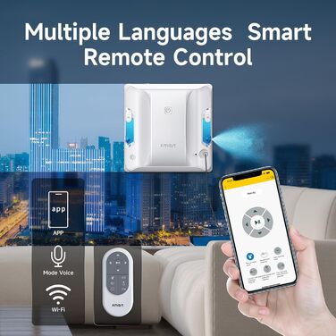 Робот для миття вікон Fmart W7 з автоматичним розпиленням та резервуаром для води 60 мл, потужність 3800 Па, вологоочищення та розпізнавання країв