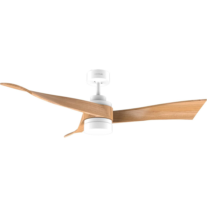 Стельовий вентилятор Cecotec EnergySilence Aero 5280 LightWood з LED підсвіткою 18W, 132 см, DC мотор, пульт, таймер, режими зима/літо, білий/дерево