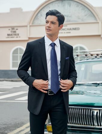 HISDERN Комплект краваток для чоловіків: 3 краватки + 1 нагрудна хустинка. Шовкові краватки, класичний стиль, для весілля та свят.