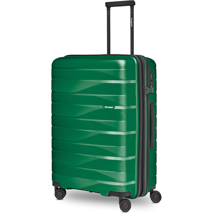 Чемодан середній з жорстким корпусом, розширюваний, 45 x 27 x 66 см, з подвійними колесами та TSA-замком, 3.7 кг, з високоякісного поліпропілену, унісекс, Emerald Green Metallic