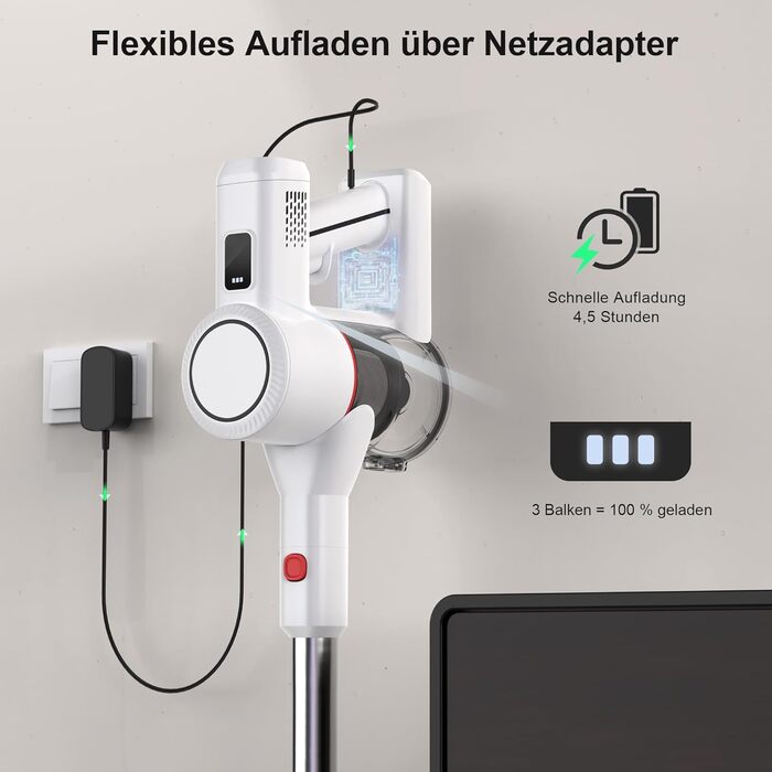 Бездротовий акумуляторний пилосос 3-в-1 з підсвічуванням та дисплеєм для дому та авто - видаляє шерсть тварин, підходить для твердих підлог, килимів