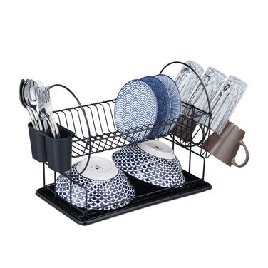 Relaxdays 2-Tier Dish Drying Rack