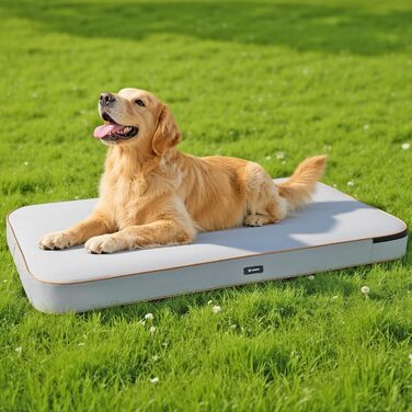 Надувне лежак для собак Lekereise Outdoor, 126x66x12 см, сірий, для собак середніх та маленьких порід, знімний та пральний чохол, для відпочинку в подорожах та на вулиці