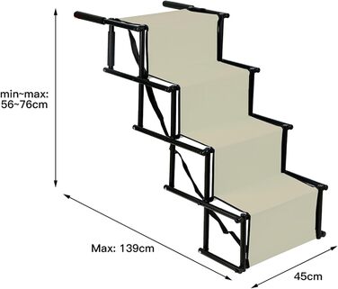 Рампа для собак Homewell - складана, до 70 кг, регульована, для малих, середніх та великих собак, легка у зберіганні (бежева)