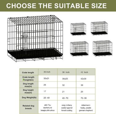 Переносна вольєр для собак з подвійними дверима, з піддоном та перегородкою, 76.2 x 45.7 x 53.3 см
