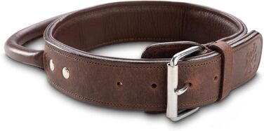 Преміум шкіряний нашийник для собак Джек Рассел з ручкою - надійний нашийник з натуральної шкіри для собак (L, 48.0-60.0 см)