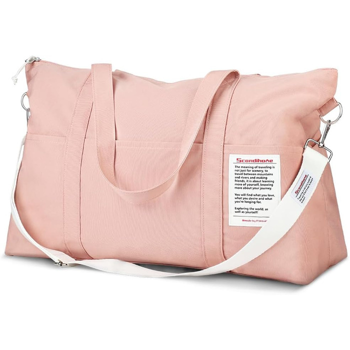 Спортивна сумка Flintronic для жінок, дорожня сумка-мішок, сумка на вихідні з чохлом для візка, водонепроникна, сумка для тренажерного залу, дорожня сумка, ручна поклажа для спорту, подорожей, літака (Рожева)