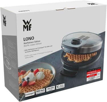 WMF Lono Edition Heart-Shaped Waffle Maker - Adjustable Browning, Stainless Steel, 900W
