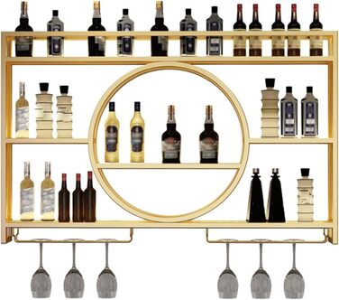 Настінна вітрина для вина Regal Metall: полиця для пляшок, барна вітрина, для бару, ресторану, інтер'єру (золота, 100*15*80)