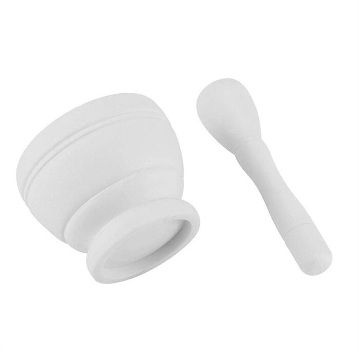 Набір для подрібнення спецій та трав: ступка та пестик DEWIN з неслизьким дном (білий)