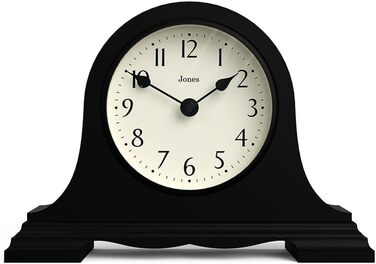 JONES CLOCKS® Speakeasy Table Clock | Classic Napoleon Hat Design | Black | Contemporary classic style for desk, table, shelf, or nightstand