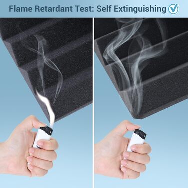 Акустичні панелі Ohuhu для звукоізоляції, шумопоглинаючий пінополістирол 30x30x2,5 см, 24 шт. — для студії, подкастів та геймінгу