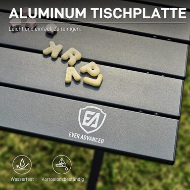 Розкладний туристичний стіл EVER ADVANCED 120x70 см, алюміній, 100 кг, сірий