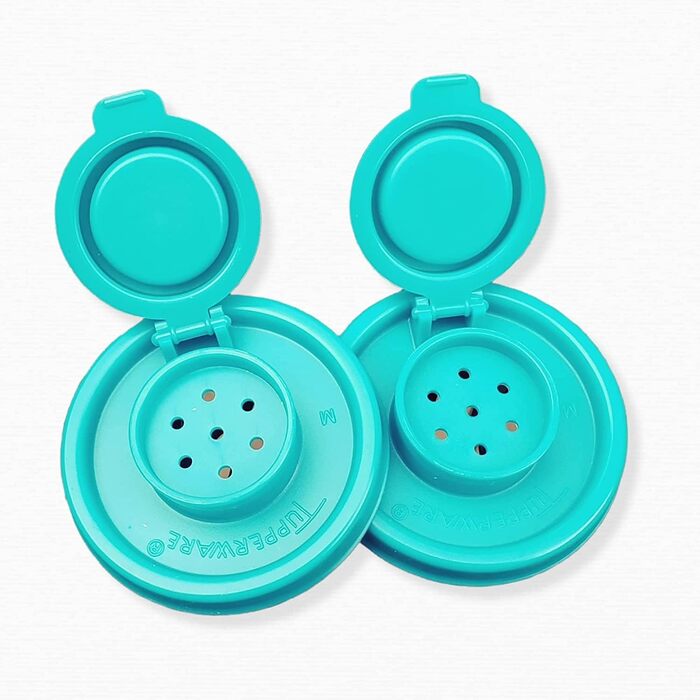 Tupperware Salt and Pepper Shaker Set, Large, Hourglass, Caribbean, Sea Blue