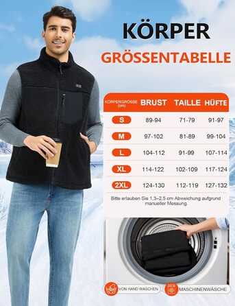 Електрична гріюча жилетка для чоловіків з Powerbank 18400mAh, флісова жилетка, тепла жилетка для зими, чорна L