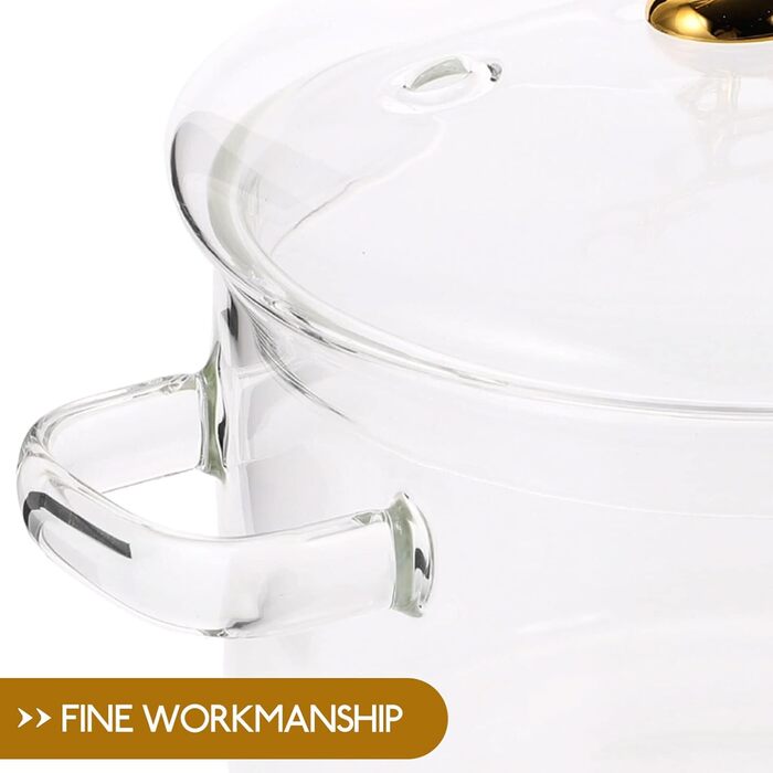 MAGICLULU 1 Piece Glass Pot with Lid Borosilicate Glass Cookware Transparent Cooking Pot for Pasta Salad