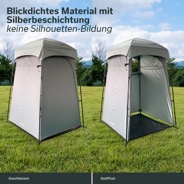 Skandika Camping Shower Tent | Changing Tent with 210cm Height, Silver-Coated, Private, Separate Ground Sheet, Coverable Window with Mosquito Net, Shower Attachment | Toilet Tent (Quick Setup)