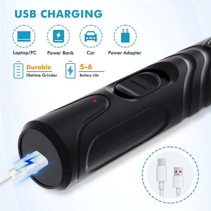 Шліфувальник для собак Krallenschleifer: професійний, тихий, для великих, середніх та маленьких собак (сірий)