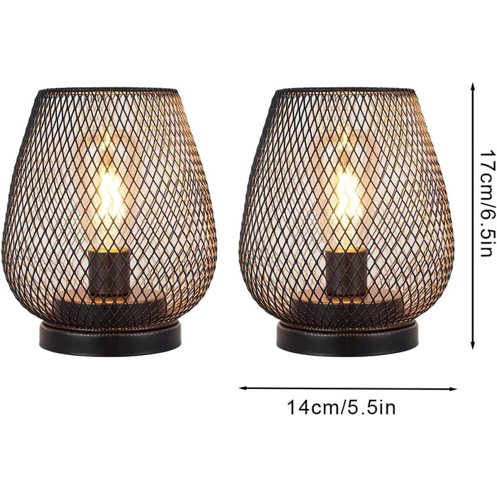 LED Ліхтар JHY DESIGN 2 шт. з металевого каркасу, акумуляторний, бездротовий, 17 см, індустріальний стиль, для дому та саду, декор, вечірка, чорний, з таймером
