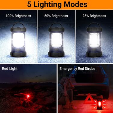 Camping Lantern, 3200LM Bright Camping Lights, 4600mAh Power Bank & Rechargeable LED Lantern, Dimmable Searchlight with 5 Light Modes Flashlight, Emergency Light for Power Outages (Navy blue)