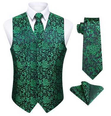 Костюмний жилет чоловічий Enlision для весілля з патерном пейслі, жилет та краватка, нагрудна хустинка, квітковий жакард, костюмний жилет, розмір XXL