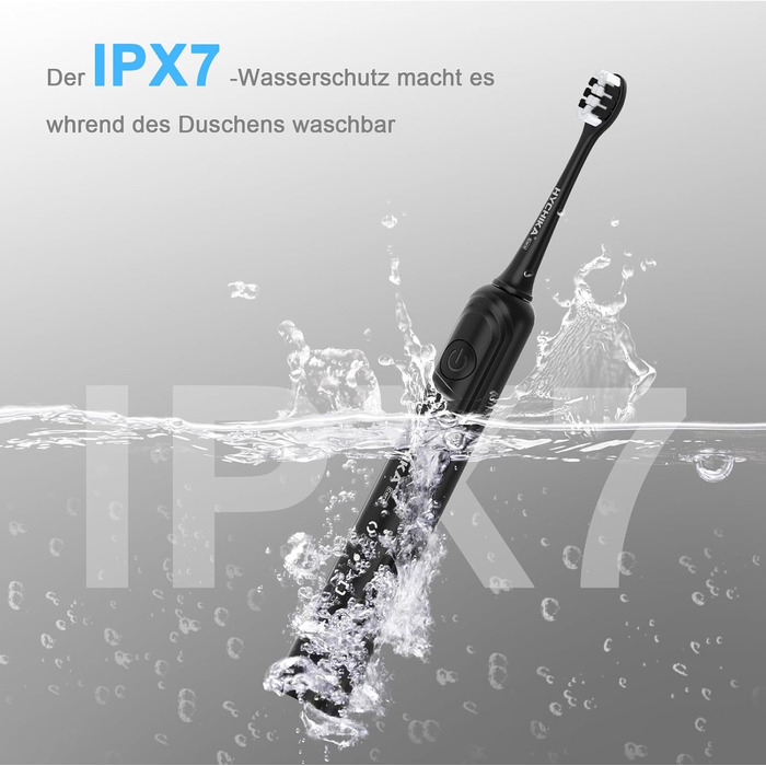 Електрична зубна щітка для дорослих з акумулятором 240 днів, 8 насадок, 3 режими, таймер 2 хв, IPX7 водонепроникна, чорна