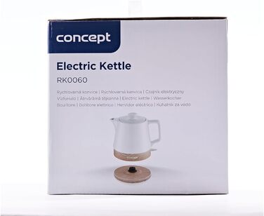 Електричний чайник CONCEPT RK0060, 1 л, білий. Керамічний, 1200 Вт, для дому