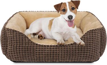 JOEJOY Dog Bed, Medium-Sized Dogs, Washable Dog Basket, Fluffy, Non-Slip Plush Dog Bed, 63x53x20cm, Dog Beds for Small and Medium Dogs and Cats (L 63 x W 53 x H 20 cm, Brown)