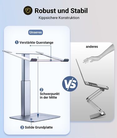 Регульований підставка для ноутбука: для офісу, дому, DJ-контролера. Підходить для MacBook та ноутбуків 13-16.5 дюймів. Сірий колір.