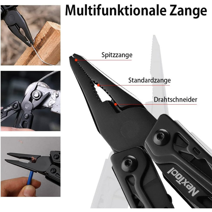 NexTool Multitool, 11-in-1 Multitool, Folding Stainless Steel, Multifunctional Tool with Knife, Scissors, Bottle Opener, and Wood Saw, 9 Screwdriver Bits, Nylon Pouch for Gifts for Men