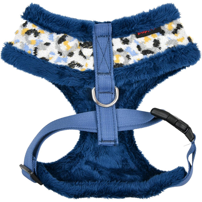 Нашийник для собак Puppia Huxley, теплий зимовий, леопардовий принт, регульований, синій, розмір M