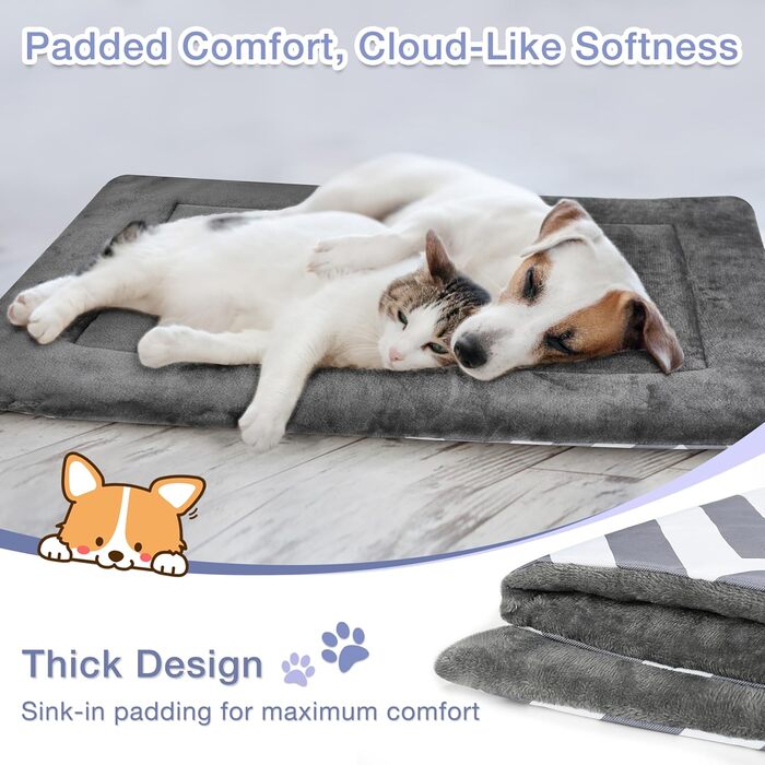 Водонепроникний килимок для собак Pawsse для подорожей та активного відпочинку, зручний, миючий, 127 x 70 см, сірий (смугастий)