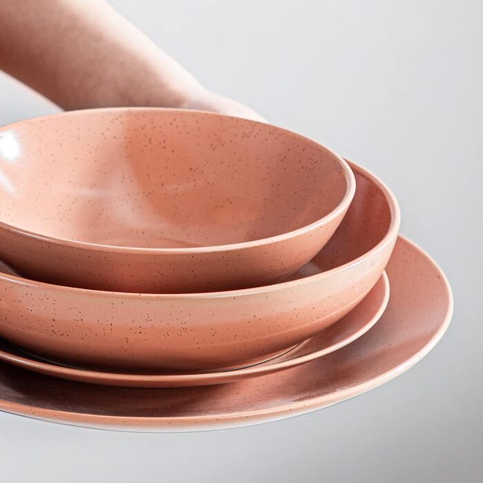 Набір посуду Vancasso SABINE 32 елементи, кераміка, на 8 осіб, тарілки для їжі, десерту, пасти та суп, сучасний сервіз з візерунком 