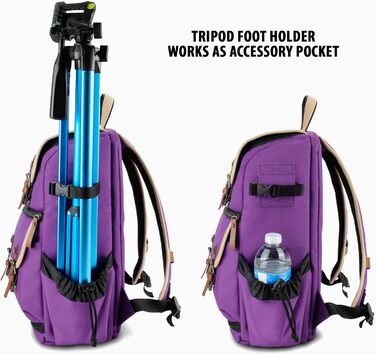 Рюкзак для камери GoProove: DSLR рюкзак для подорожей, з місцем для камери, аксесуарів, ноутбука та штатива, водовідштовхувальний, з чохлом від дощу (фіолетовий)