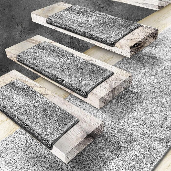 Casa Pura Non-Slip Stair Treads - 15 Piece Set | Soft Plush Carpet for Stairs | Self-Adhesive, 65 x 23.5 x 1.3 cm