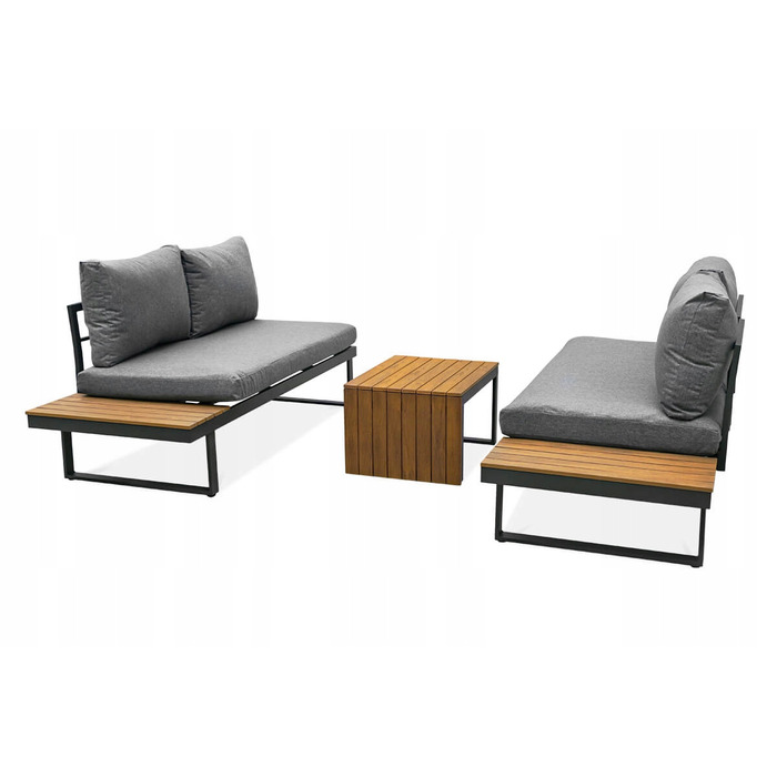 Комплект садових меблів Focus Garden, метал, сірий, 3 предмети