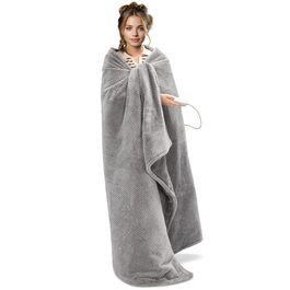 Електрична ковдра Navaris XXL з підігрівом 180x130 см, 3 режими, автовимкнення, пральна - м'яка, темно-сіра