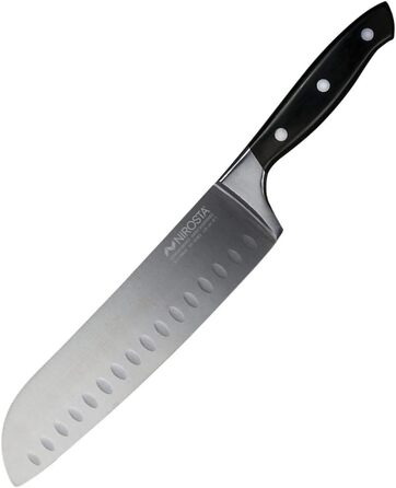 Ніроста Trinity – професійний ніж Сантоку з нержавіючої сталі 34 см, ручне заточування, з захистом пальців