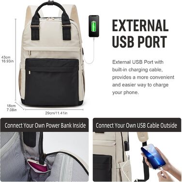 Чорно-білий рюкзак YTL Rolltop з відділенням для ноутбука 17 дюймів, водонепроникний, для подорожей, школи, університету, велосипеду